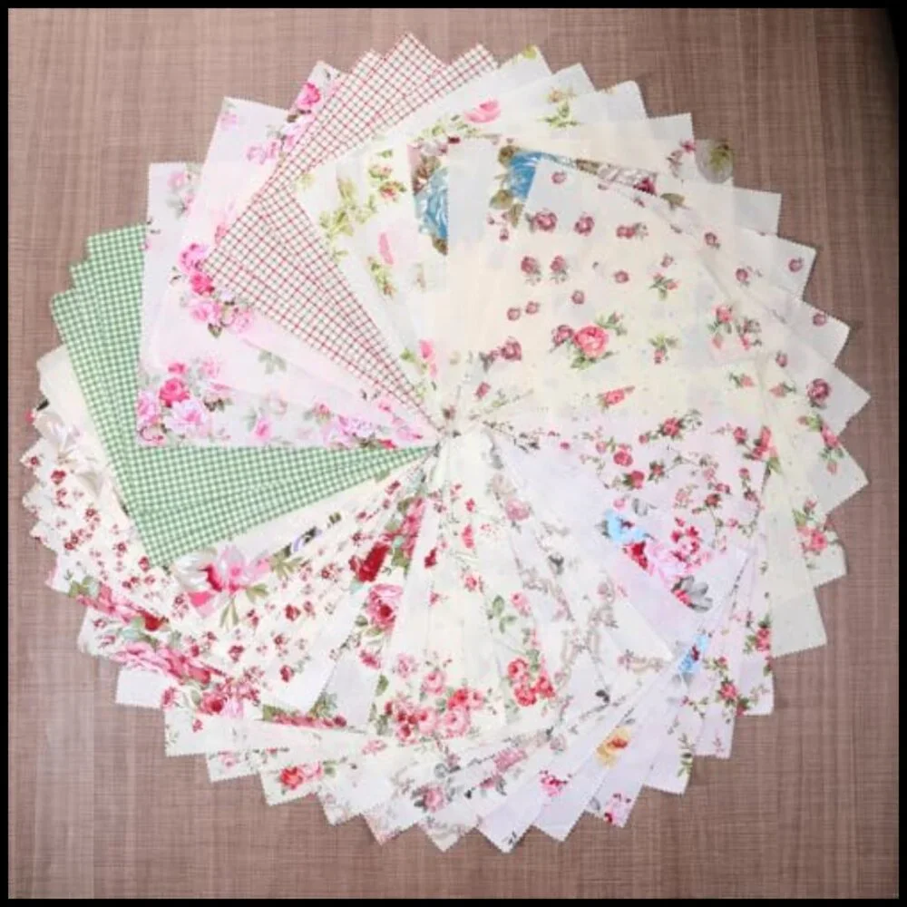 Precut Quilting Fabric Squares Retro Sewing DIY Craft Patchwork Layer Cakes